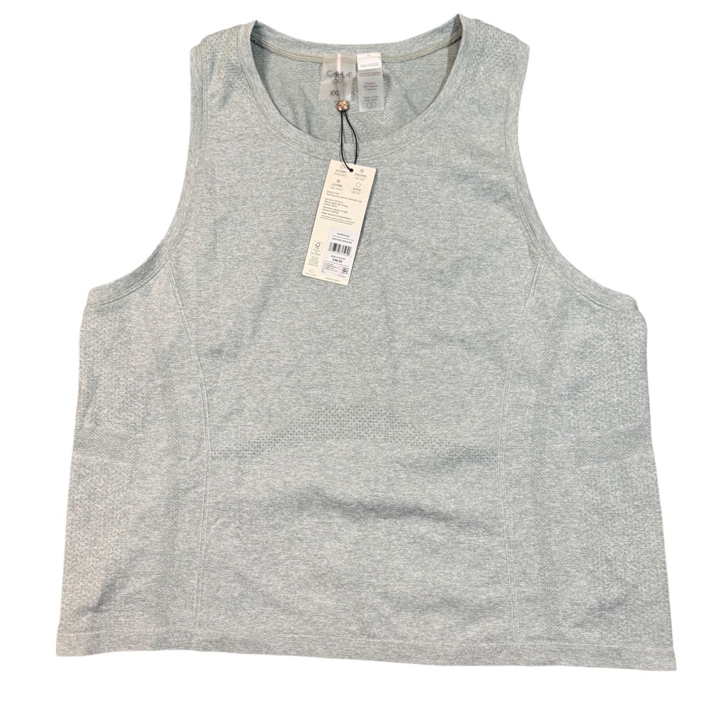NWT CALIA Women's XXL Gray Seamless High Neck Tank Top Athletic Fitness